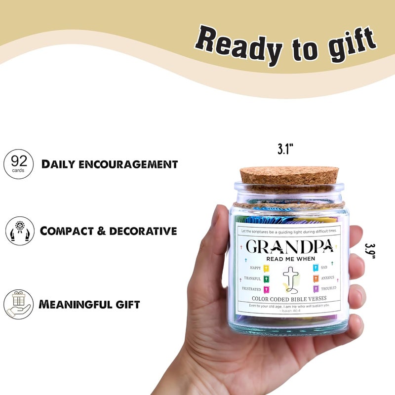 SOLMAYCO Bible Verse Jar for Grandpa – 92 Scriptures of Wisdom, Strength & Faith | Christian Easter Gift for Grandfather | Spiritual Encouragement Jar | Thoughtful Birthday or Easter Gift for Him - Image 3